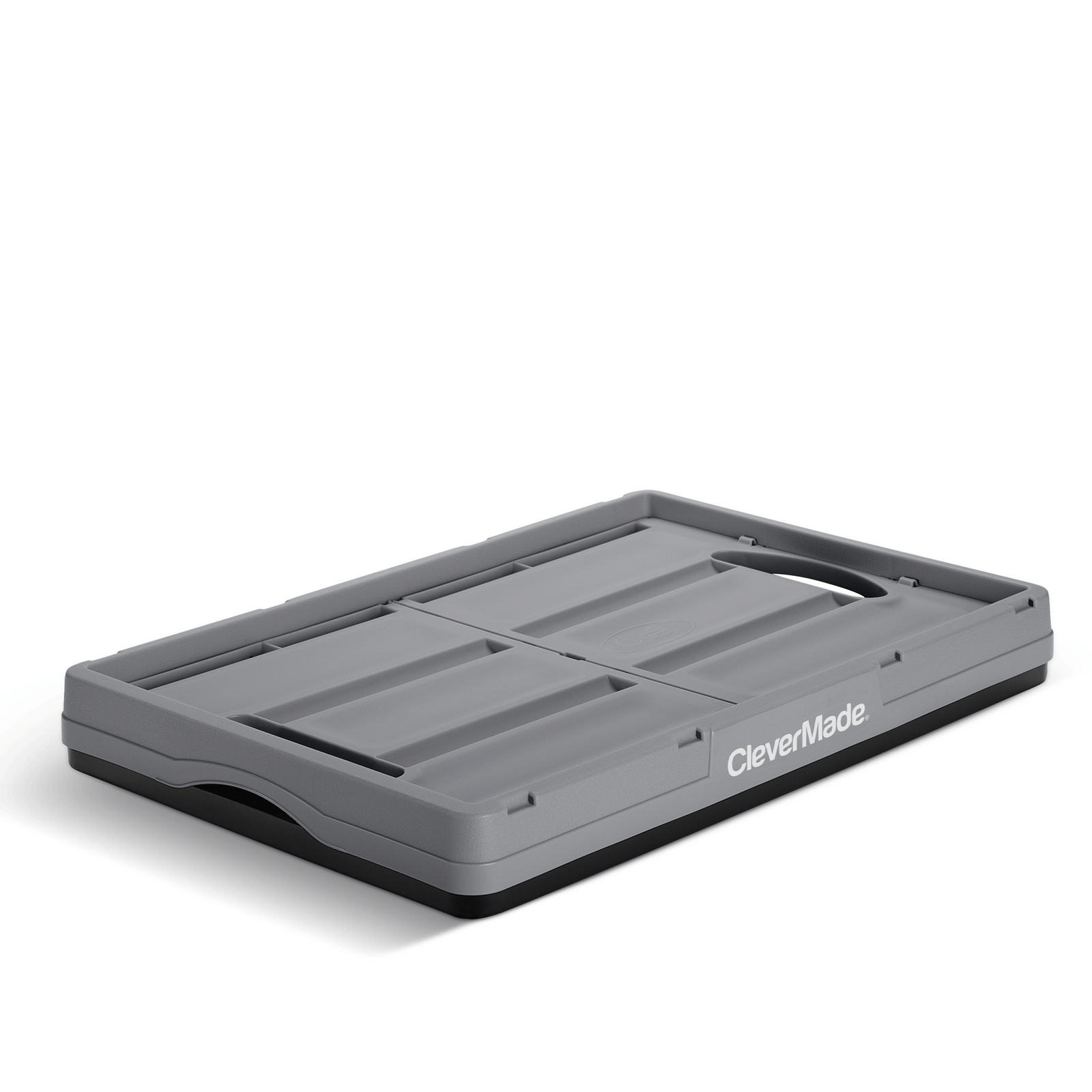 A gray-black collapsible storage bins with the brand name 'CleverMade'