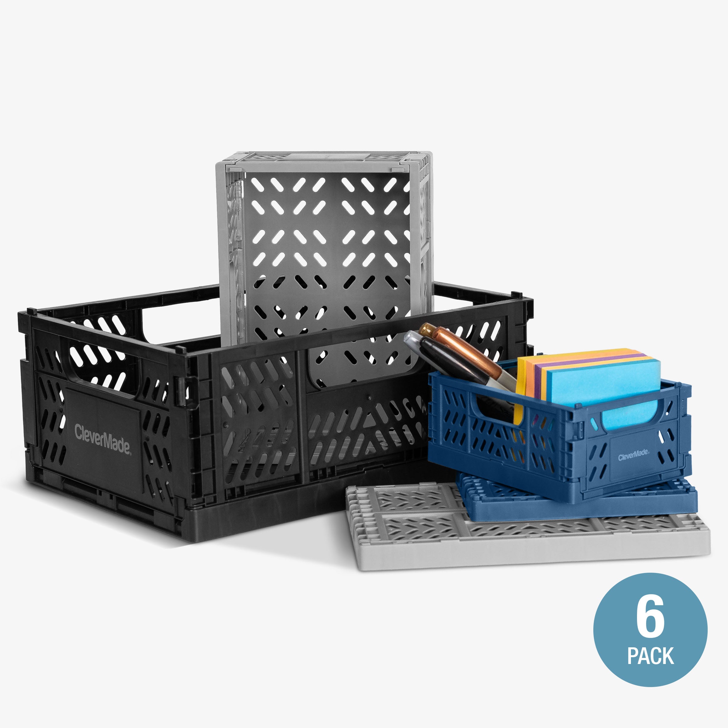 Mini Collapsible Storage Crates | Mini Crate 6-Pack | CleverMade