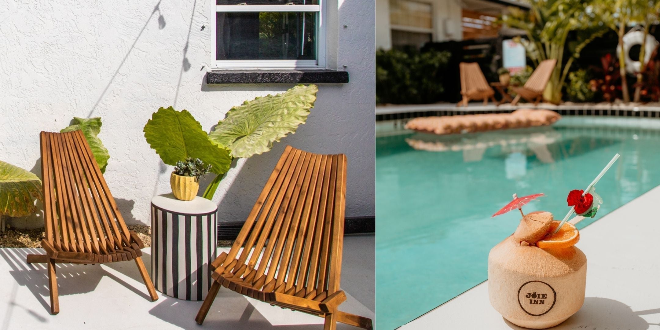 Pool side with Tamarack Chairs at Joie Inn