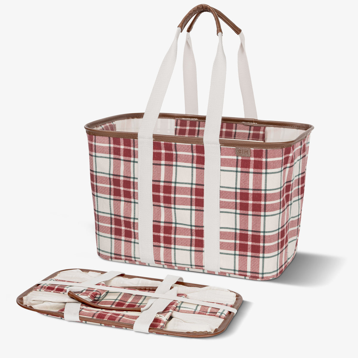 Plaid tote bag on a white background