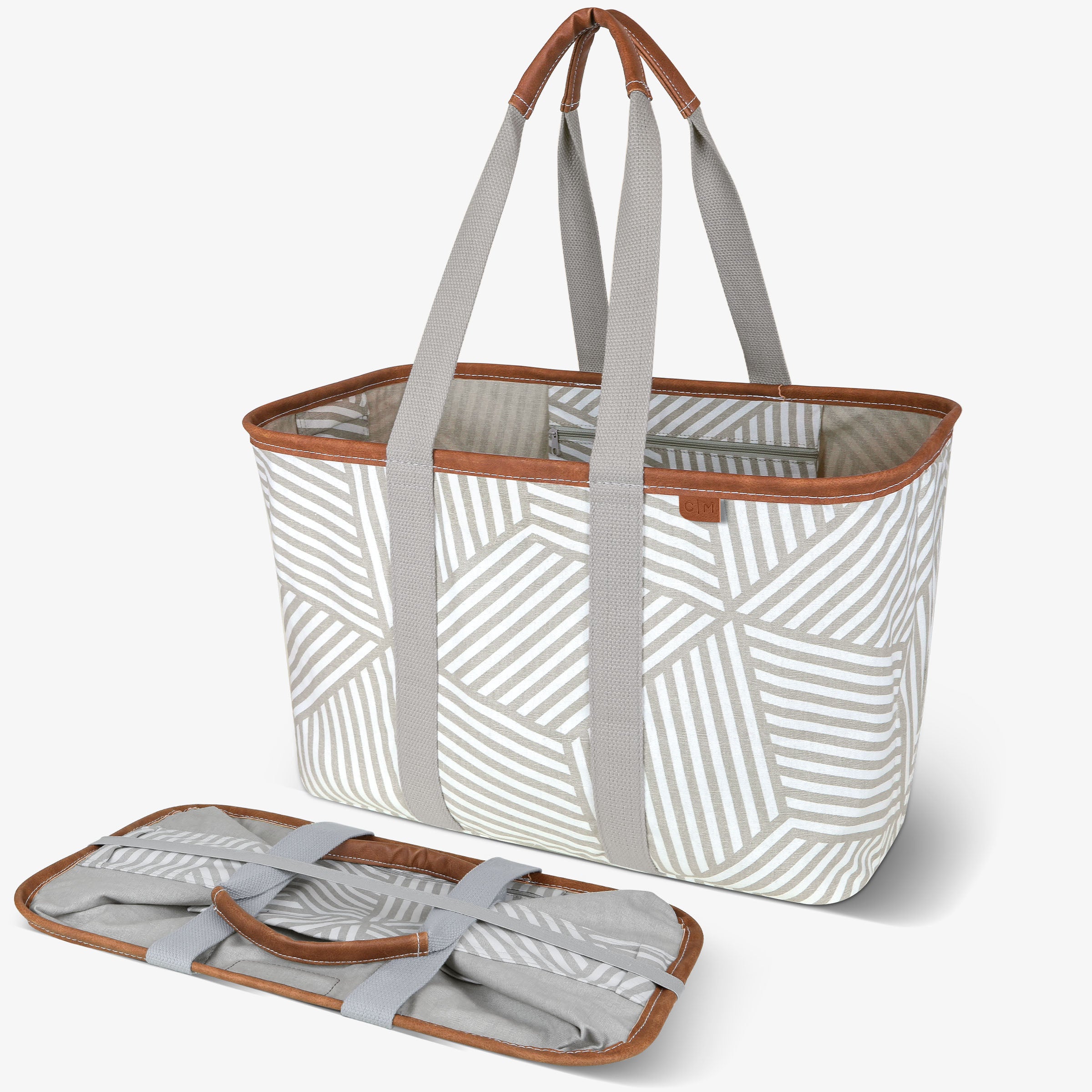 Collapsible LUXE Tote 30L / Geometric Taupe
