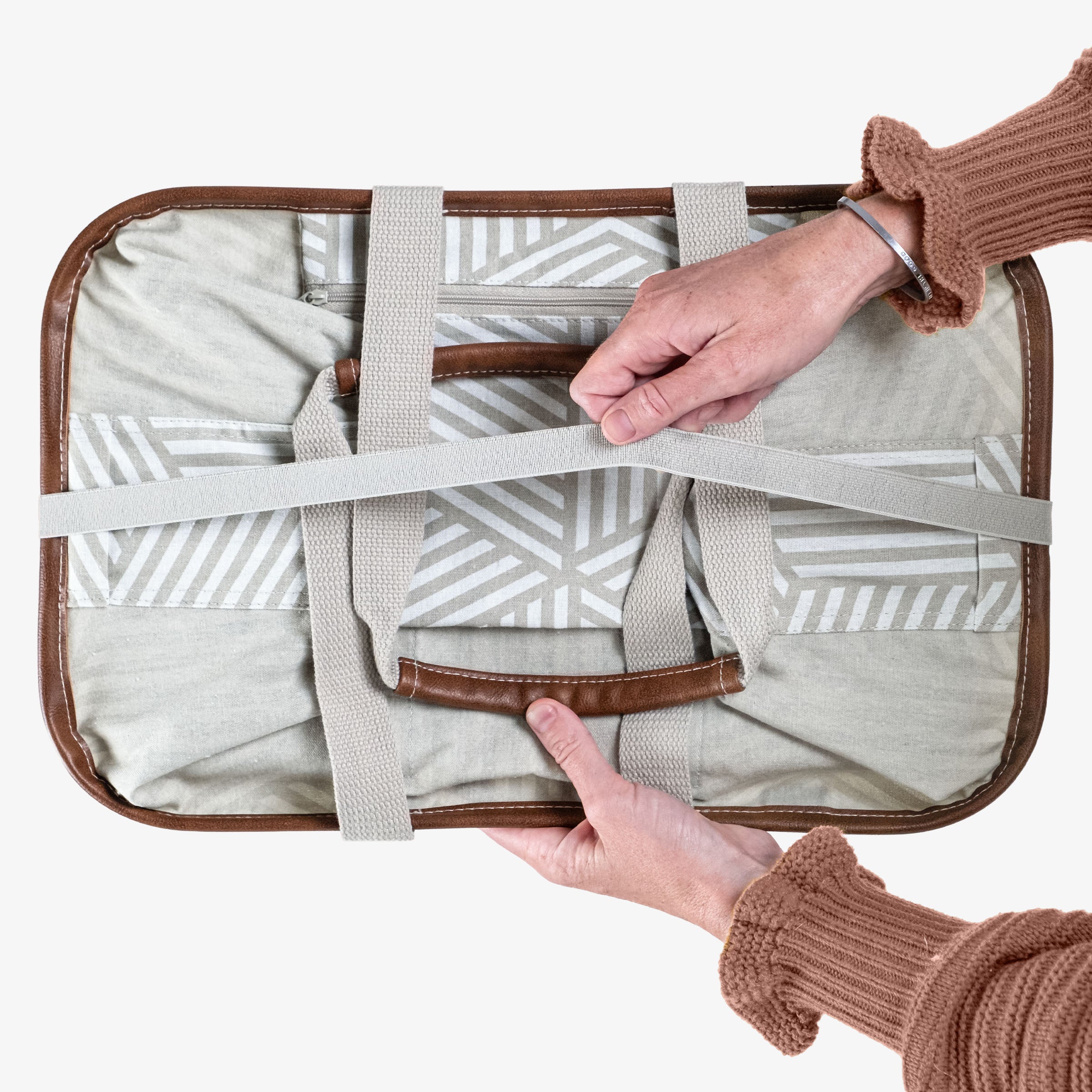 Collapsible LUXE Tote 30L / Geometric Taupe