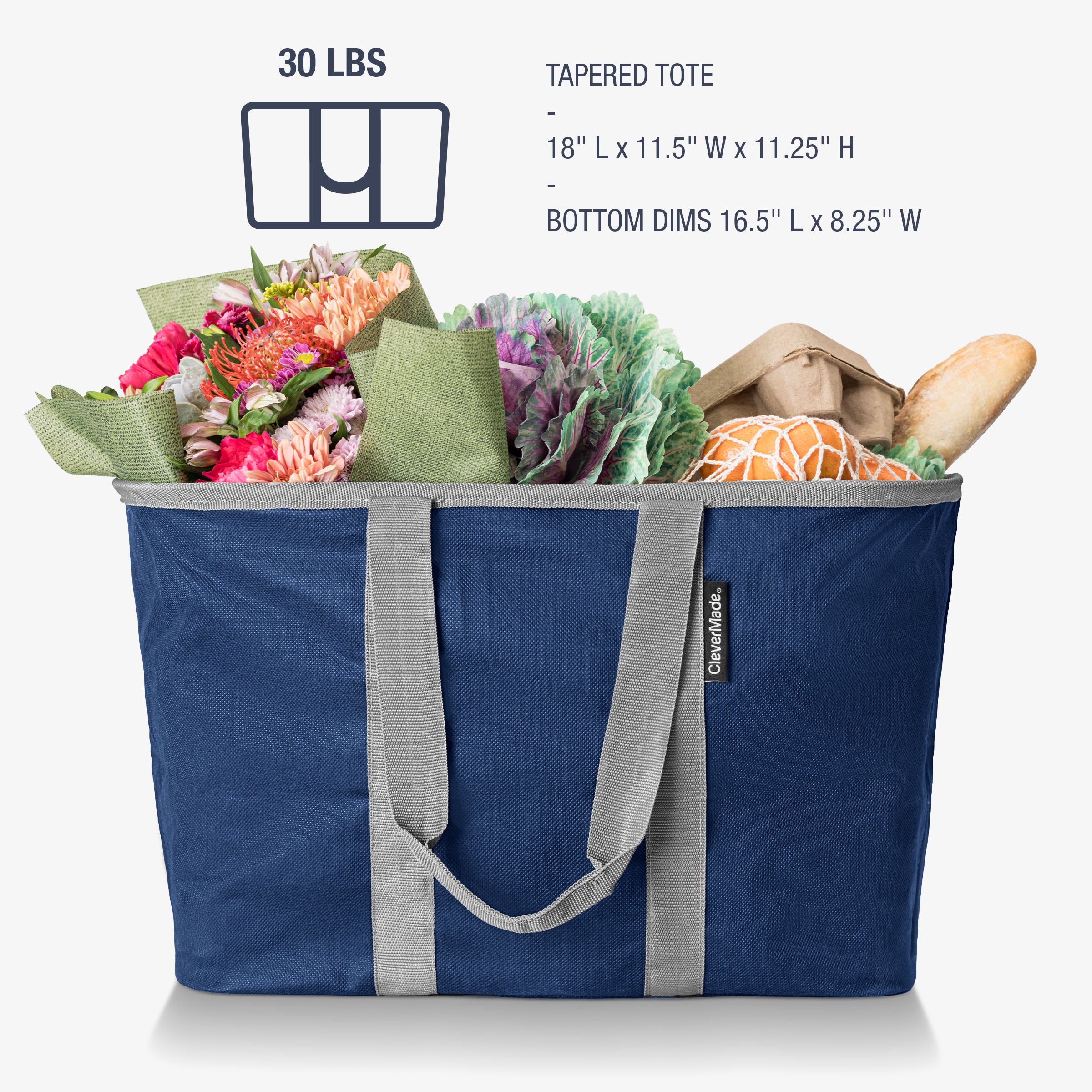 Collapsible EcoBasket Tote | Pop-Up Grocery Tote 30L | CleverMade