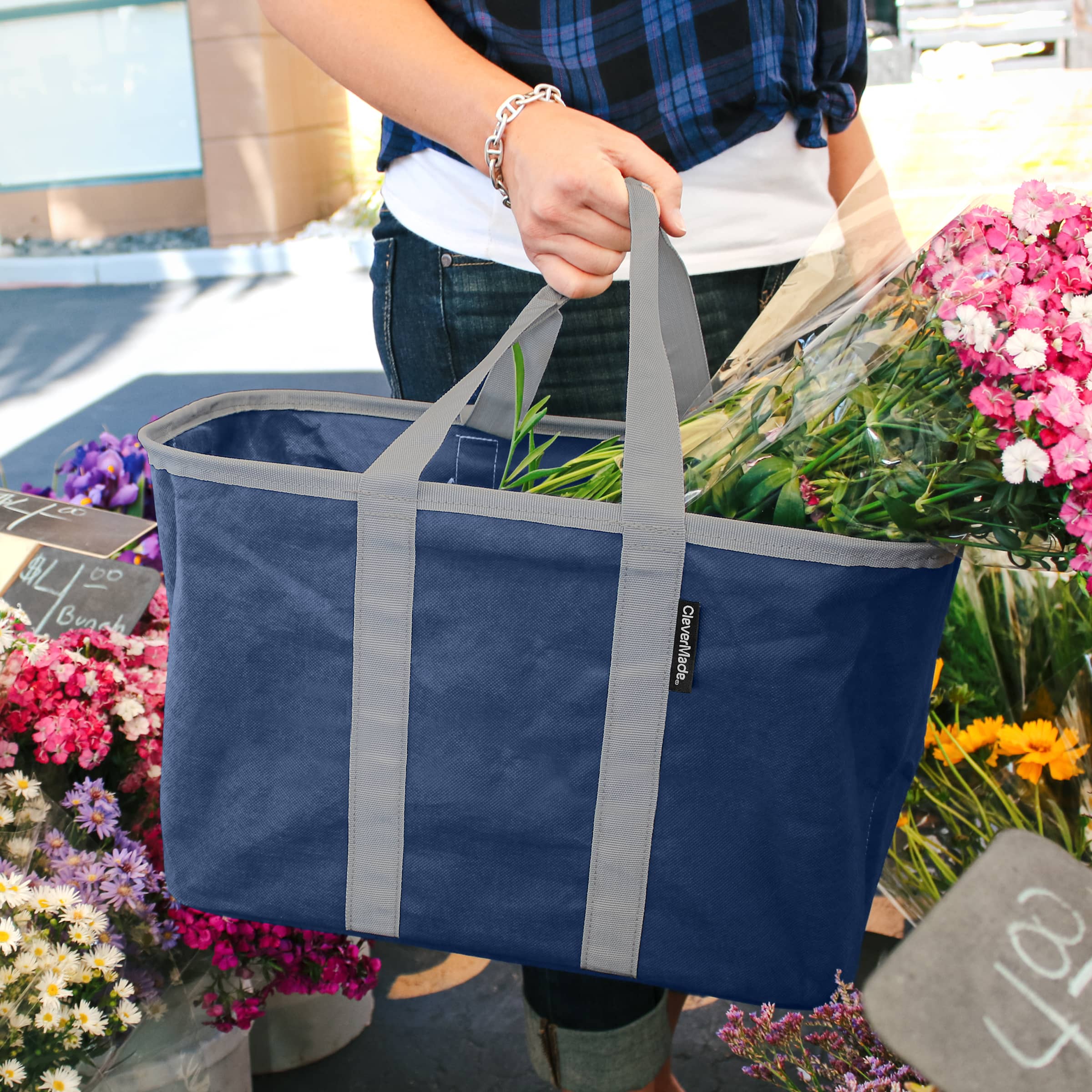 Collapsible EcoBasket Tote | Pop-Up Grocery Tote 30L | CleverMade
