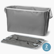 Gray collapsible laundry basket with a smaller mat-like item on a white background, featuring the brand 'CleverMade'.