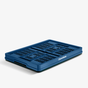 Collapsing and folding blue and black collapsible utility crates with 'CleverMade' branding on a white background