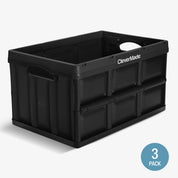 A 46L black collapsible storage bin with the brand name 'CleverMade' visible on the side of the front bin.