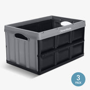 A 46L black collapsible storage bins with the brand name 'CleverMade' visible on the side of the front bin.