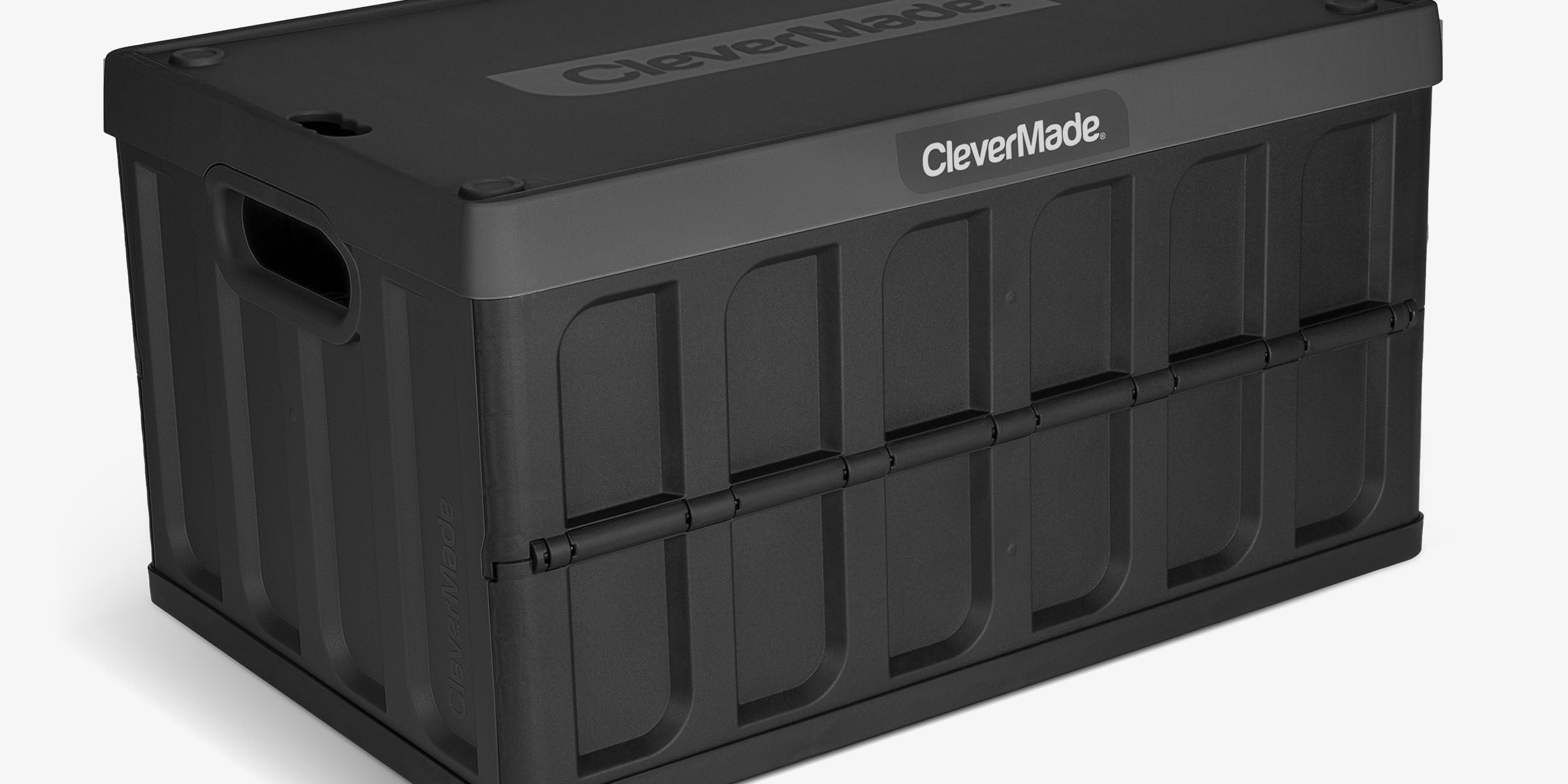 46L Black storage crate with 'CleverMade' branding on a white background