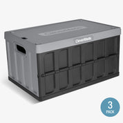 62L Gray storage crate with 'CleverMade' branding on a white background