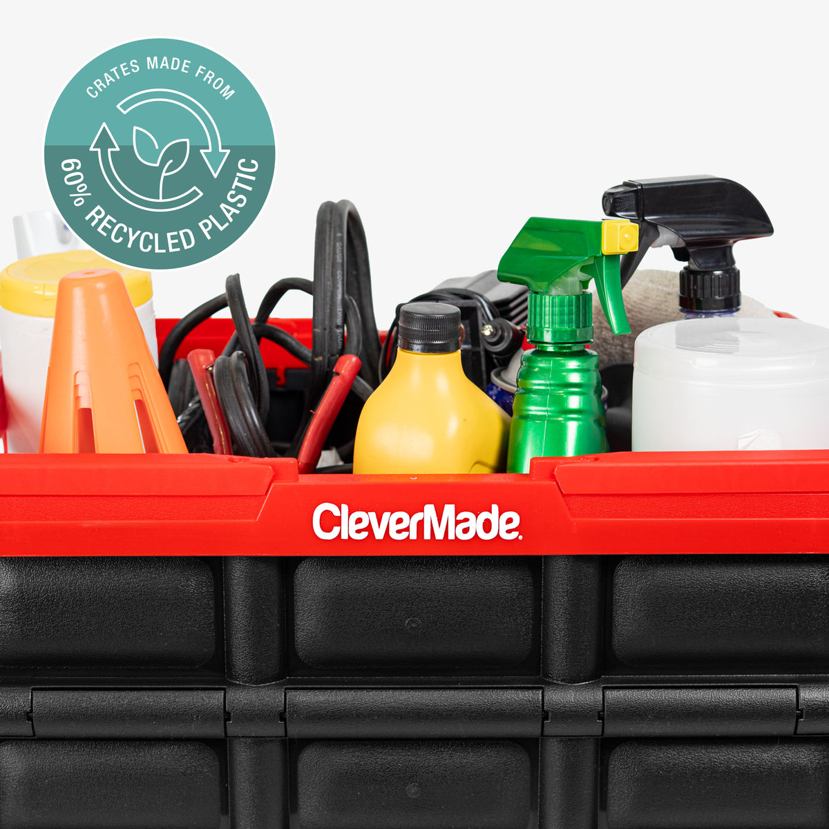 CleverMade toolbox with various tools and containers on a white background
