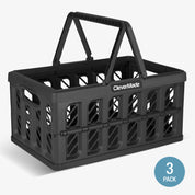 A 24L black collapsible shopping basket with CleverMade logo