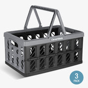 A 24L gray and black collapsible shopping basket with CleverMade logo