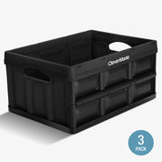 A black collapsible storage bins with the brand name 'CleverMade' visible on the side of the front bin.
