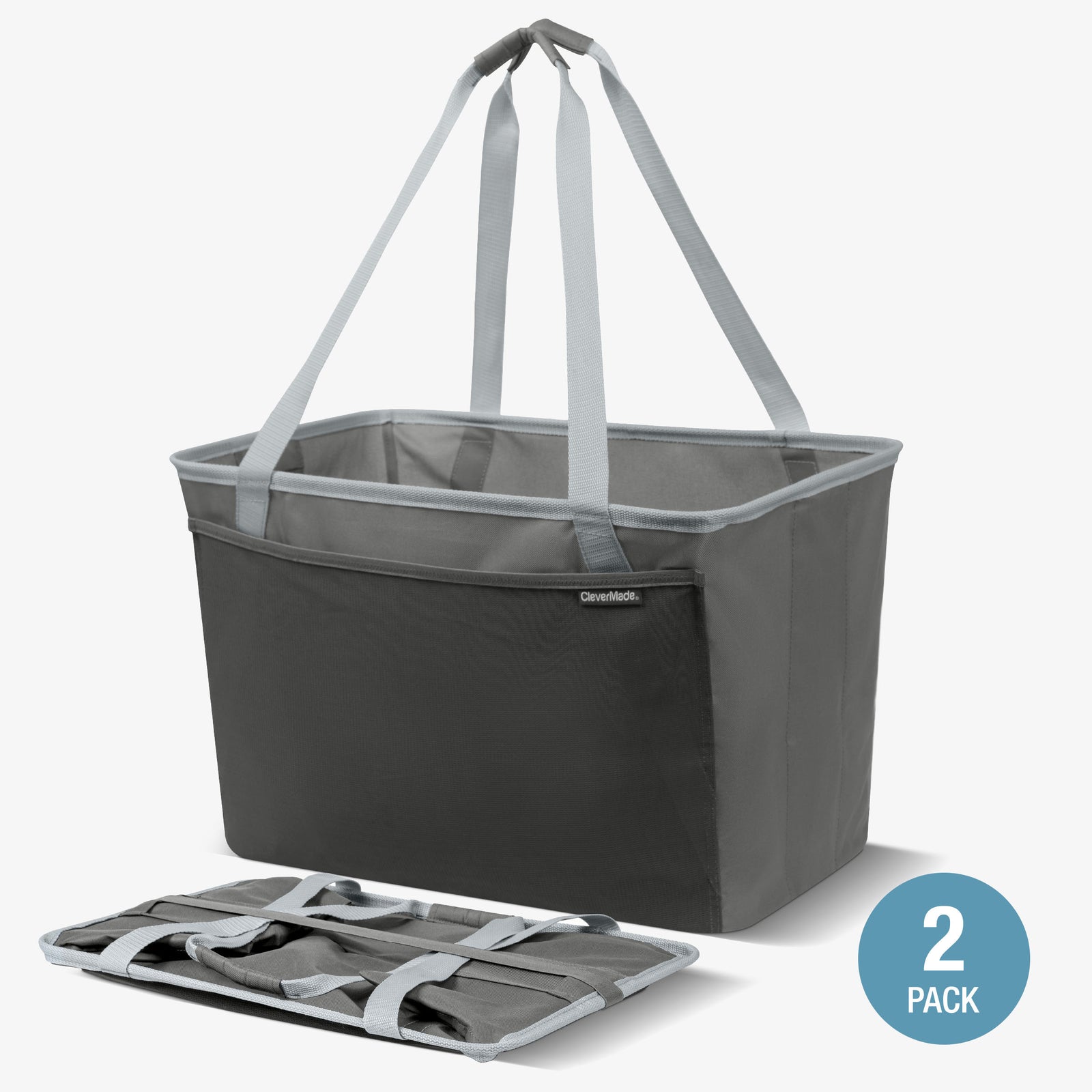 Gray collapsible tote MAX with straps on a white background