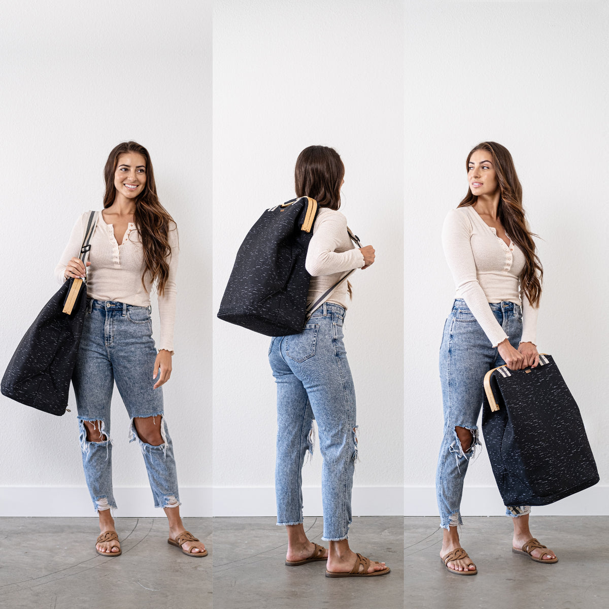 3 ways to carry your laundry backpack LUXE: backpack, shoulder tote, or top handle for flexible, hands-free transport