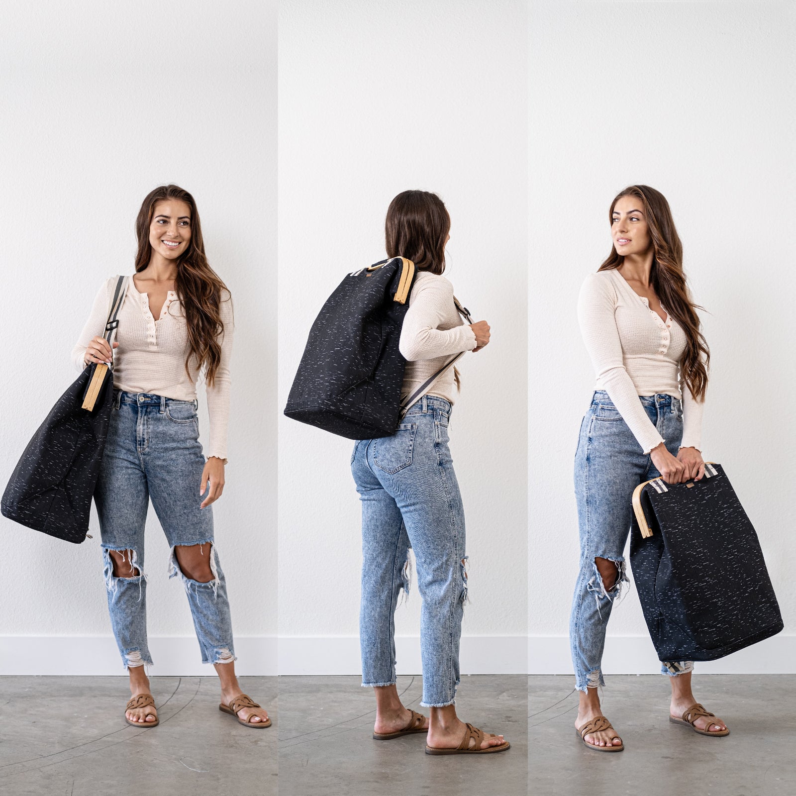 3 ways to carry your laundry backpack LUXE: backpack, shoulder tote, or top handle for flexible, hands-free transport
