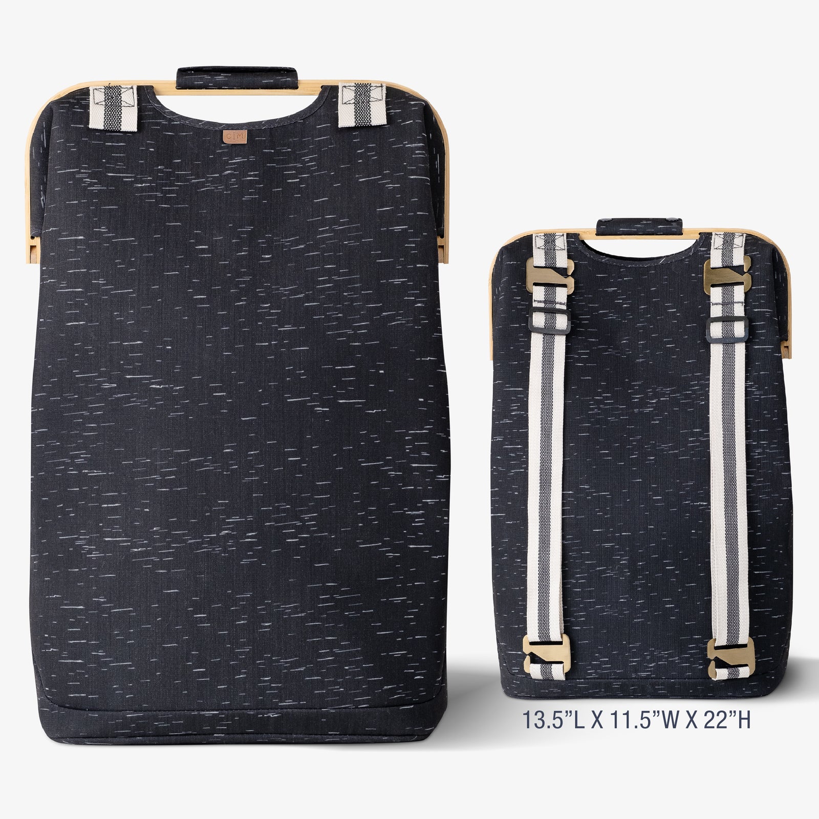 CleverMade laundry backpack LUXE with dimensions