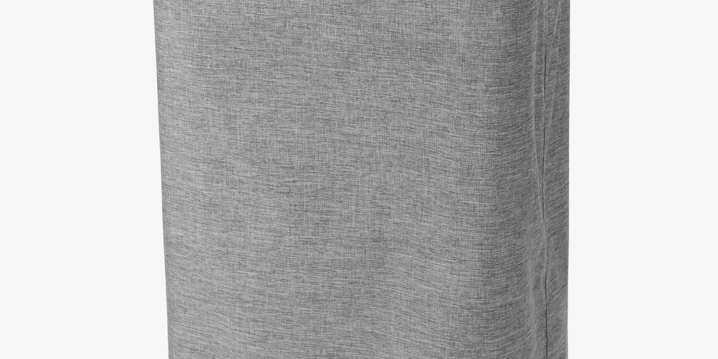 Gray laundry basket with wooden handle on a white background