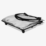 Fully Collapsed 62L Silver Rolling Hauler Bag