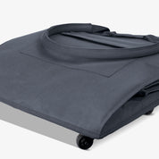Gray fabric cover with wheels on a white background
