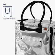 Dimensions of 90L Silver Rolling Hauler Bag