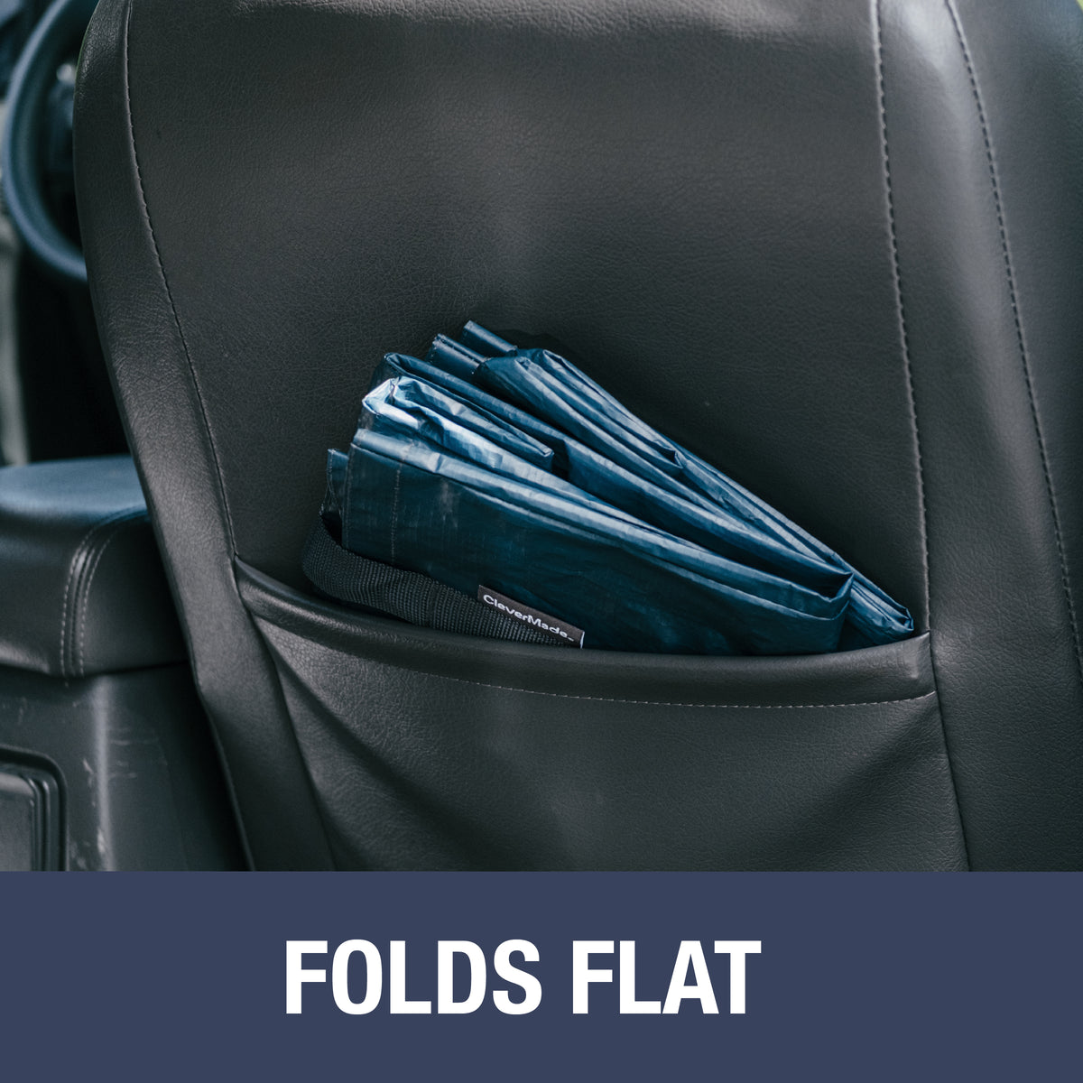 The blue extra large storage tote bag folds flat and can be kept with less space when not in use