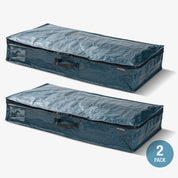 Two CleverMade blue storage bags with a handle on a white background, labeled as a 2-pack.