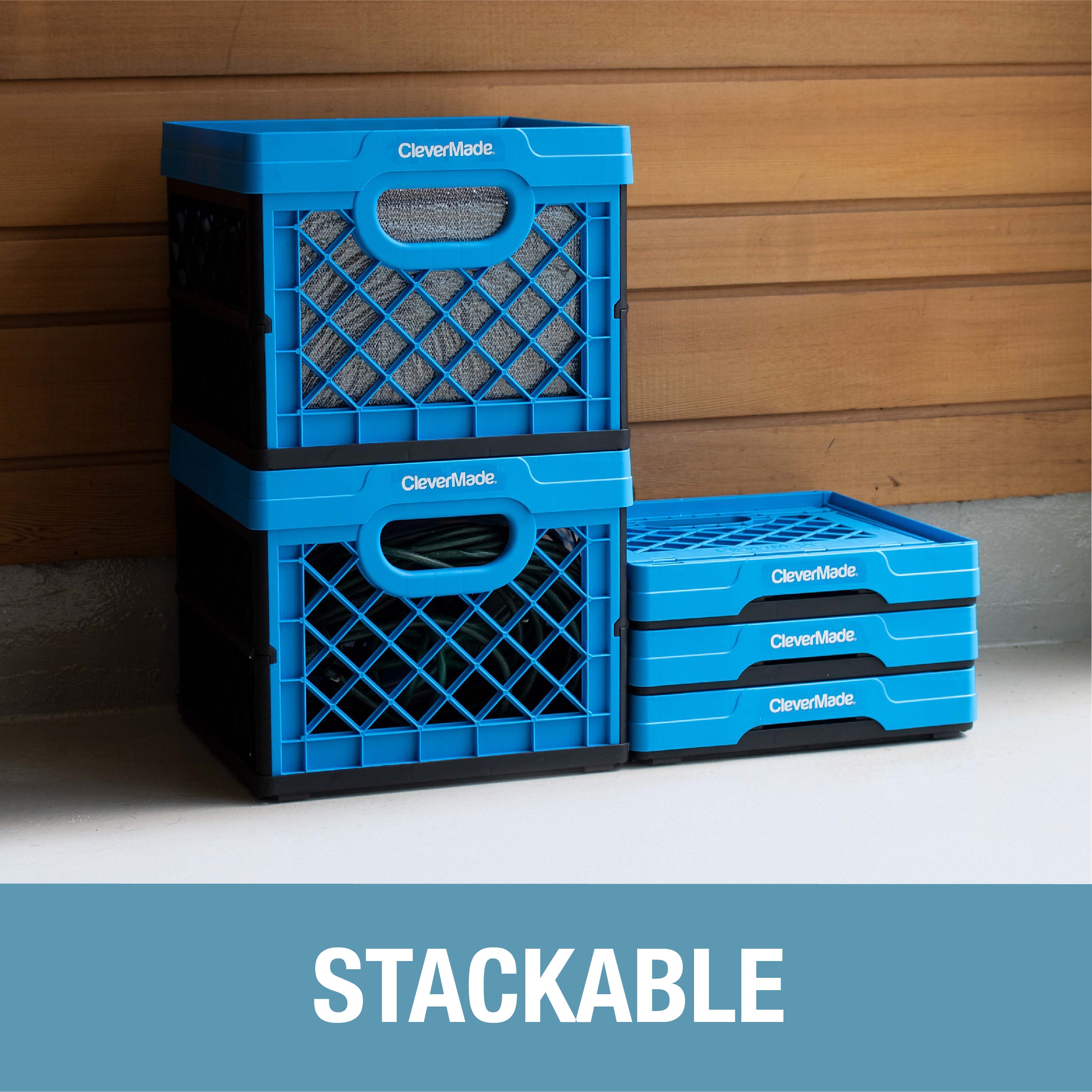  CleverMade Plastic Collapsible Milk Crates - 25L, Pack