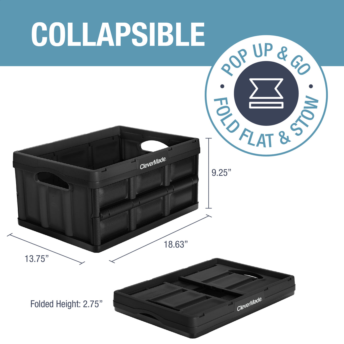 Clevermade 3pk Collapsible Storage Bin 46L No Lid