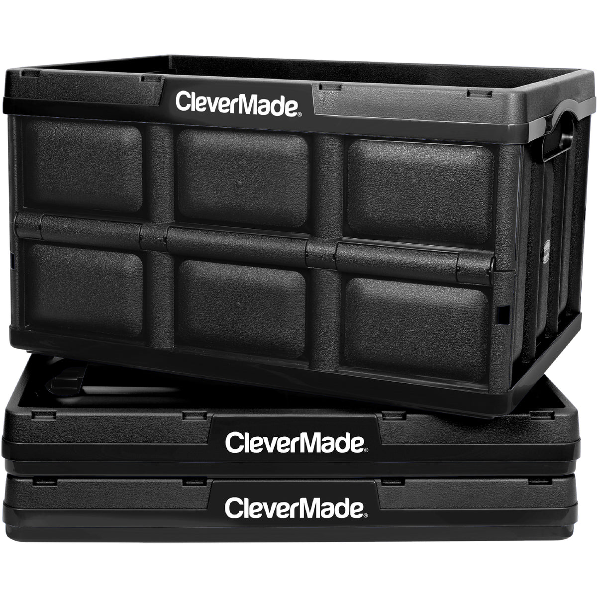 CleverMade Collapsible Milk Crate, Black, 3PK - 25L (6 Gal) Stackable  Storage Bins, Holds 50lbs Per Bin - Clevercrates are Heavy Duty, Plastic