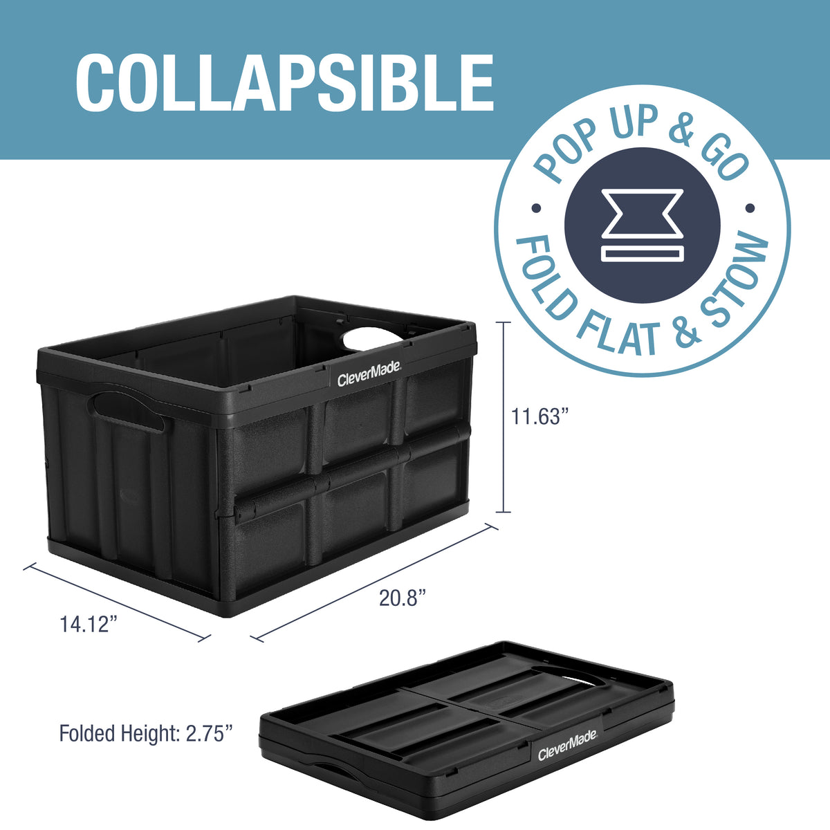 Folding plastic top storage containers