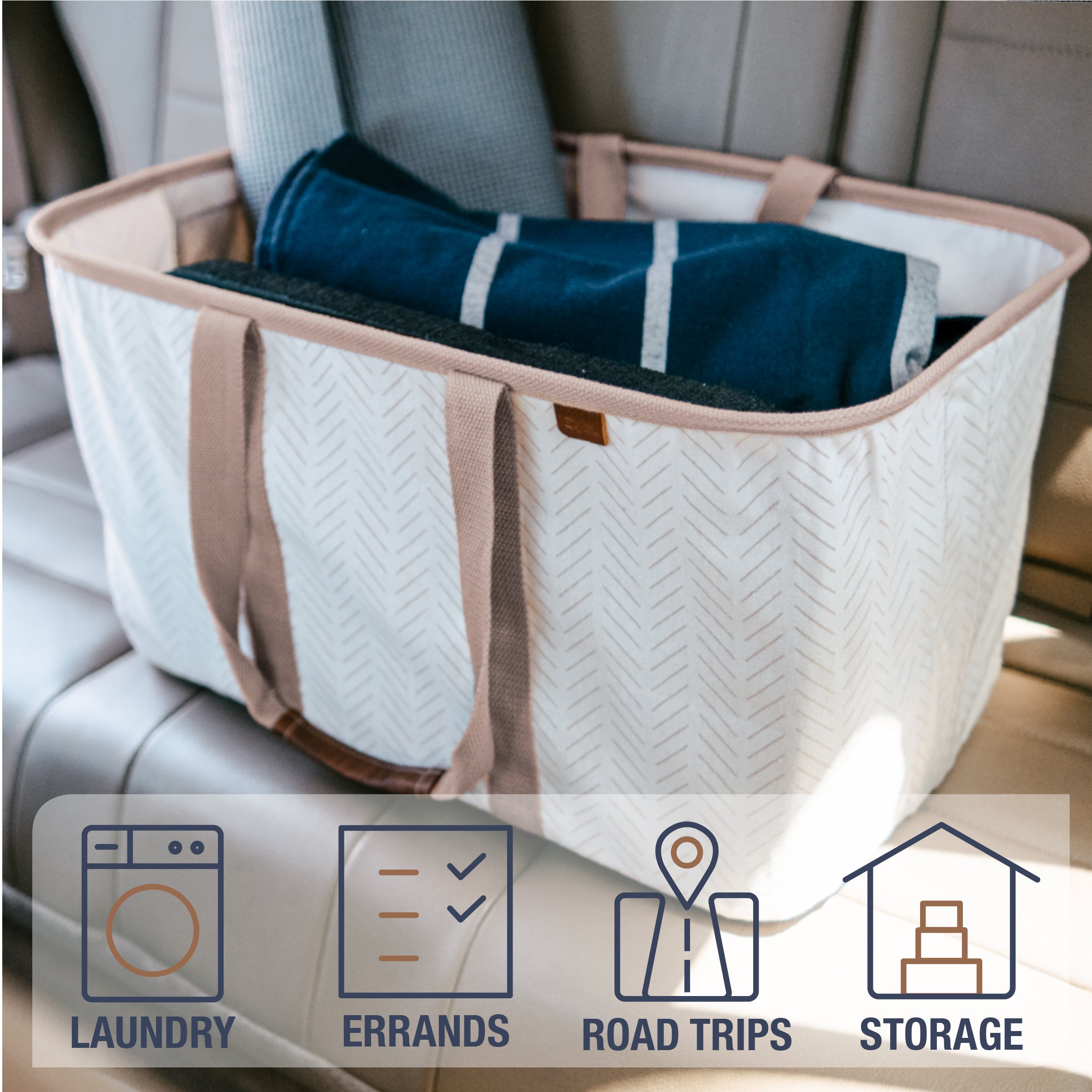 Clevermade Collapsible Laundry Caddy with Divider