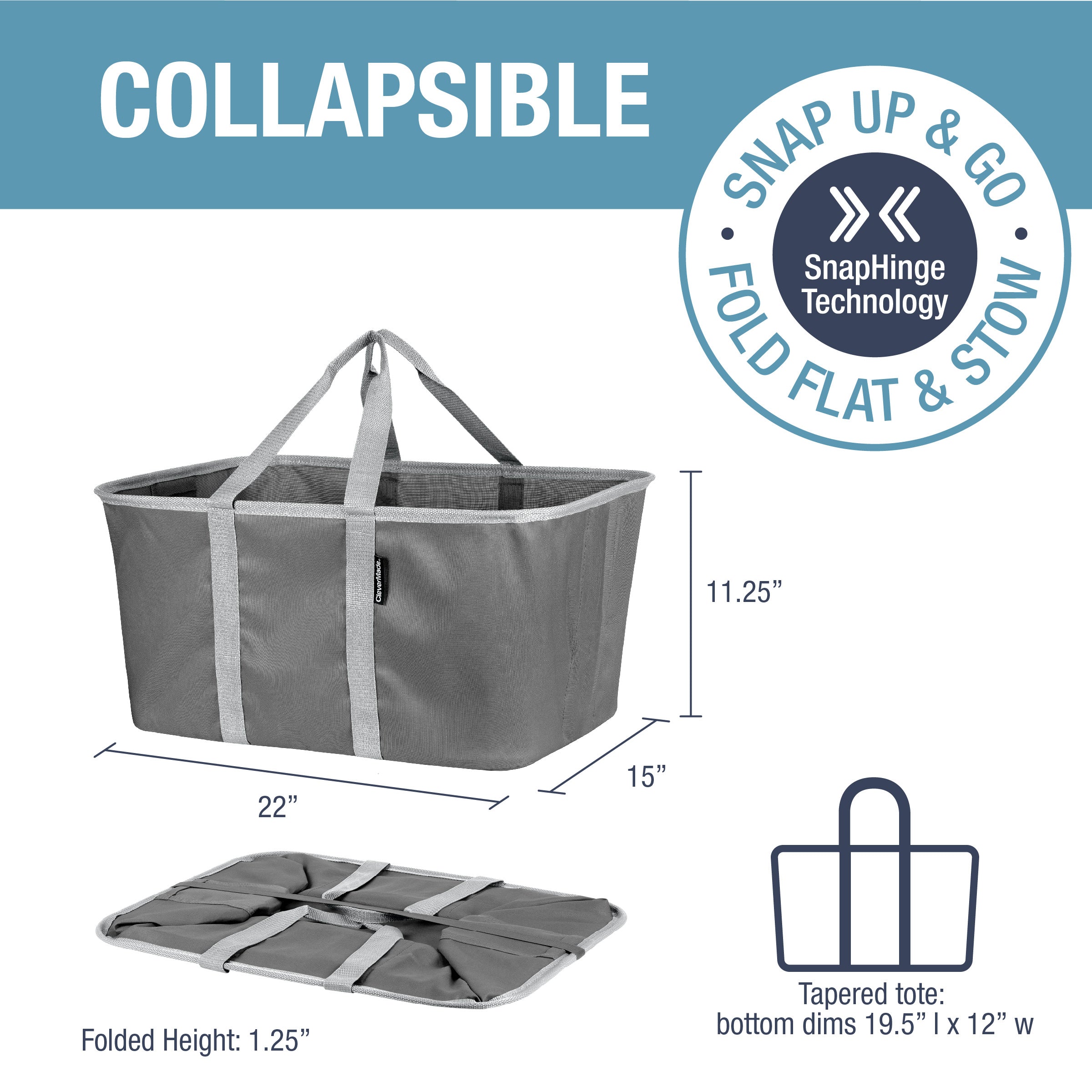 Clevermade Collapsible Fabric Laundry Basket - Foldable Pop Up Storage