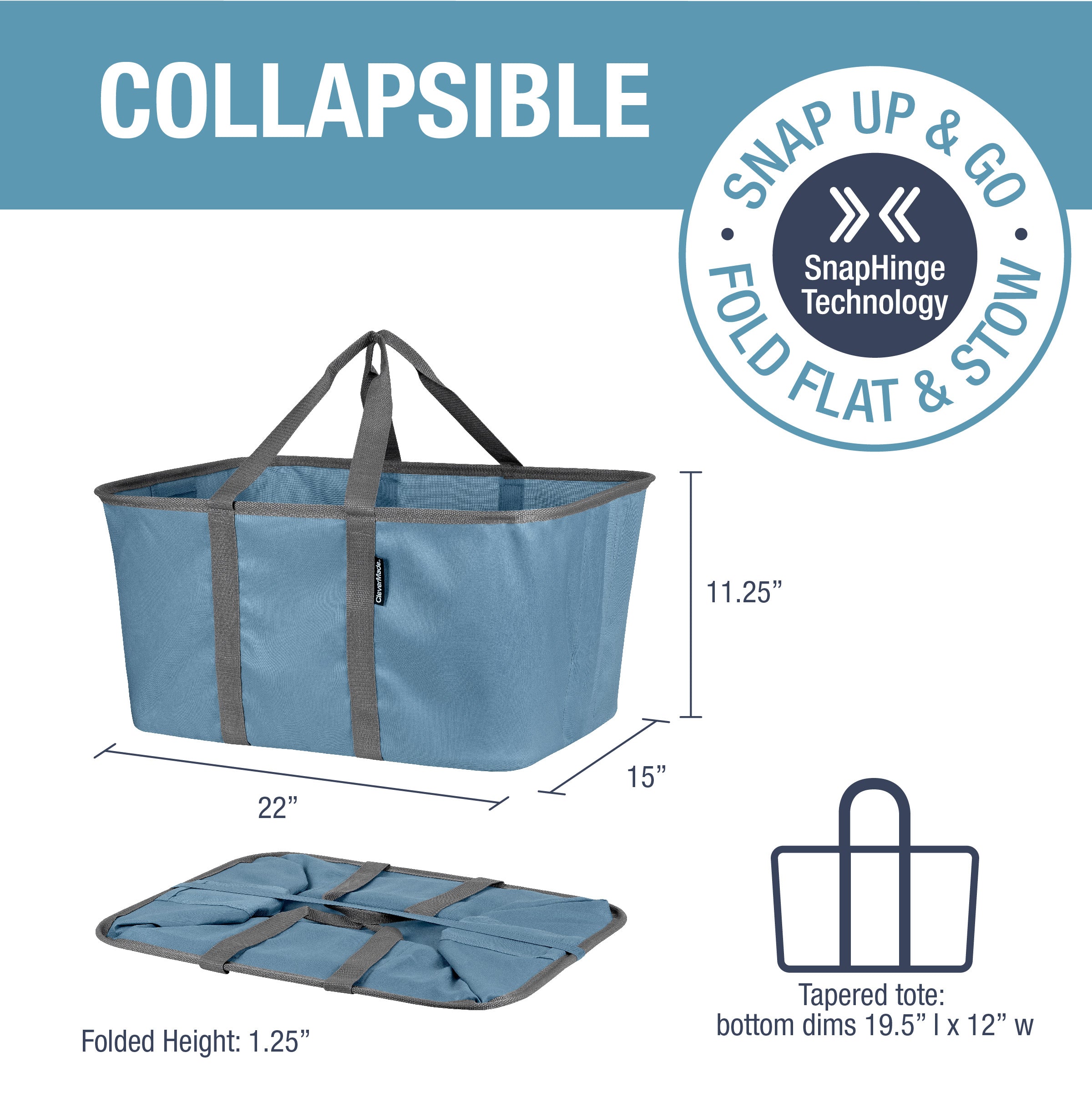 CleverMade Collapsible Laundry Basket Large Foldable Clothes Hamper Bag  Laund