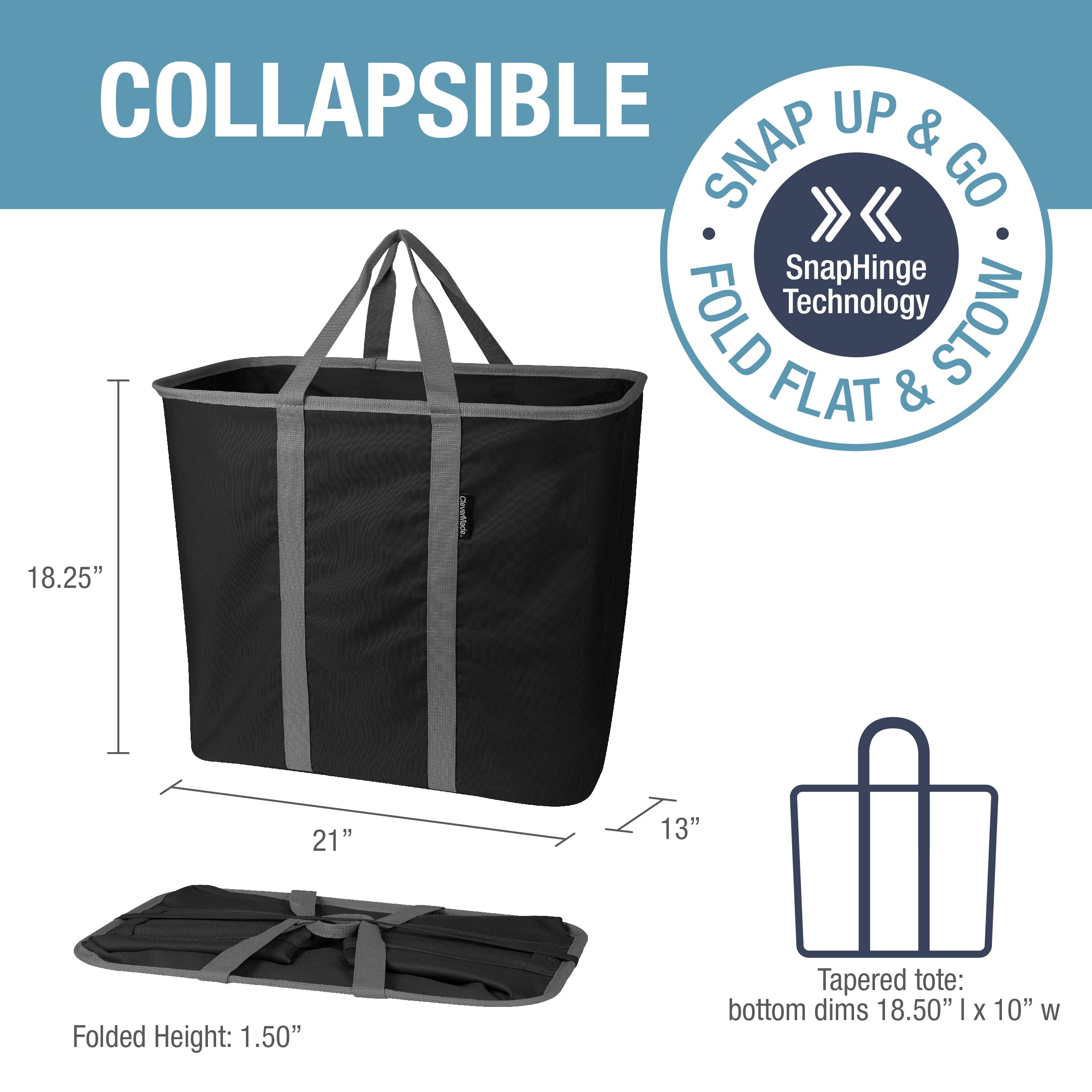 clevermade snapbasket laundrycaddy pop-up hamper: collapsible