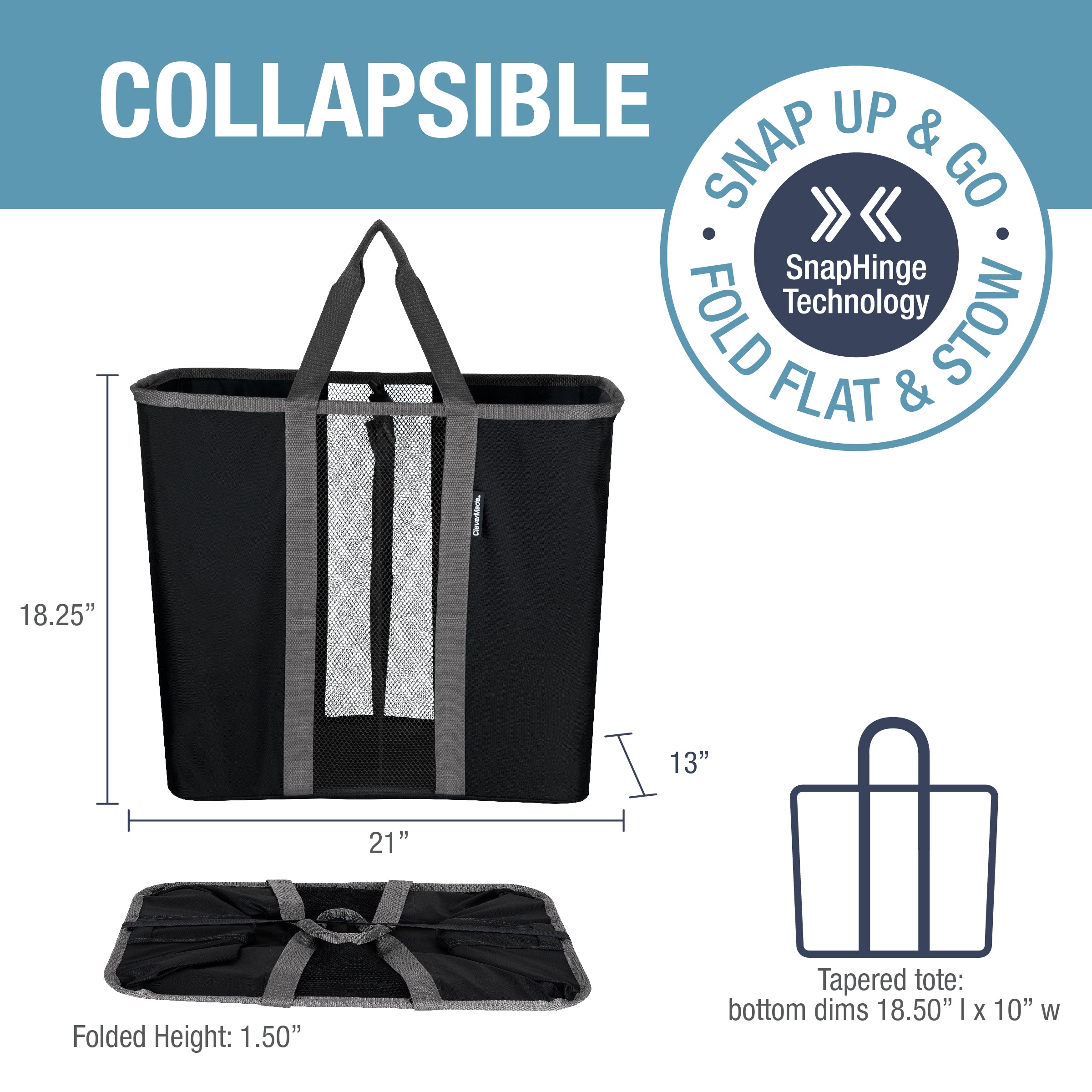 Clevermade Collapsible Laundry Caddy with Divider