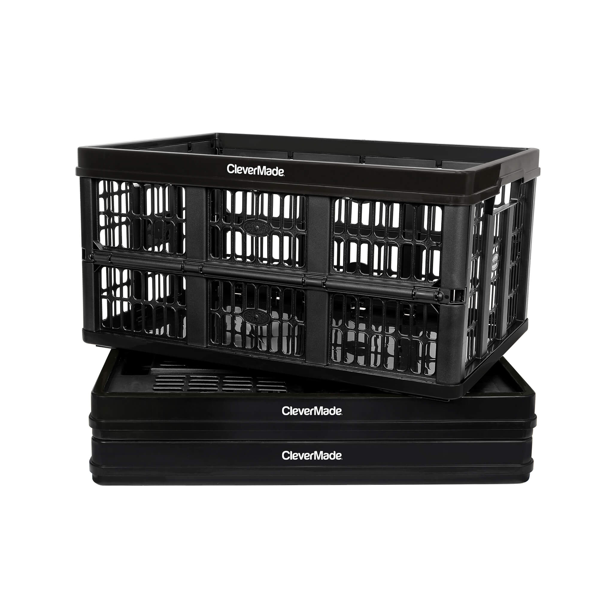 Clevermade CleverCrates Folding Crate, Black, 46 Liter